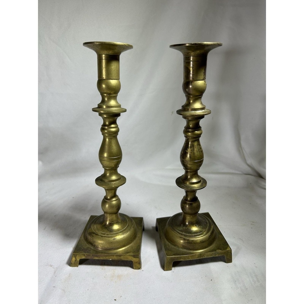 Vintage Pair Brass Candlesticks Holders Home Decor House Office MCM Mid Century